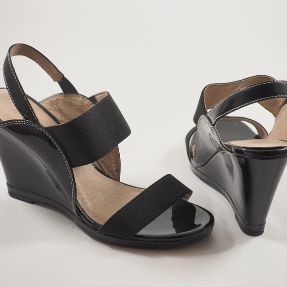 donald pliner black wedge sandals